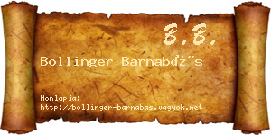 Bollinger Barnabás névjegykártya